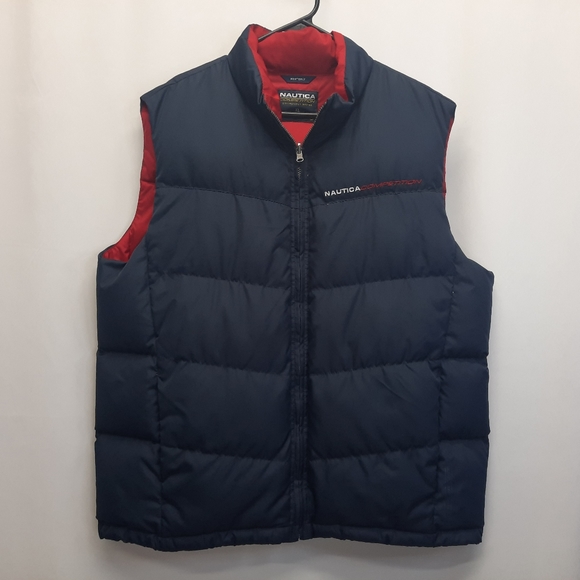 Nautica Outerwear Puffer Vest Down Feather Adult Size XL Blue Red Outdoors Retro - Picture 1 of 11